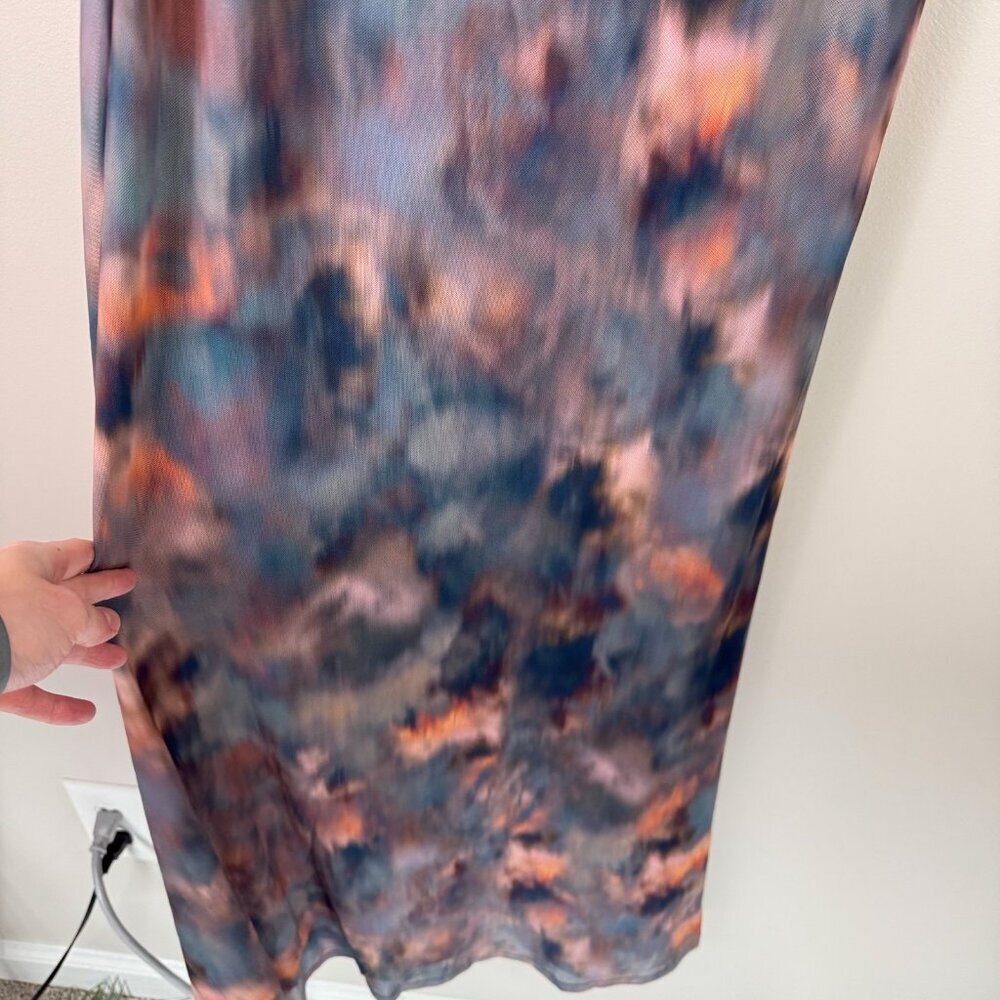 Open Edit Slip Dress Small Multicolor Tie Dye Cowl Neck Spaghetti Strap Maxi - Picture 7 of 10